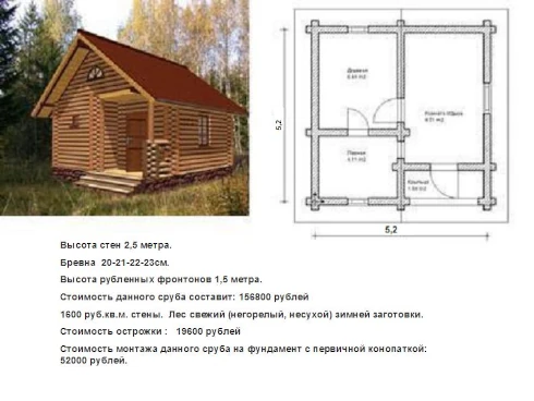 Одноэтажная баня 6 × 6